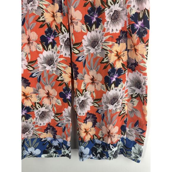 Johnny Was x Jade Silk Wide Leg Poonam Tropical Floral Crop Pants Sheer Size XL - Picture 7 of 14